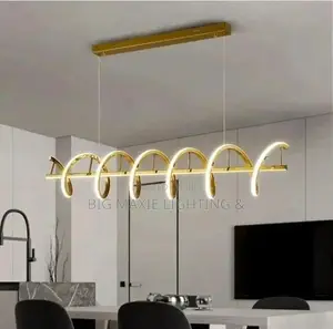 Minimalist Modern Dining Table Led Pendant Linear Wavy Chandelier