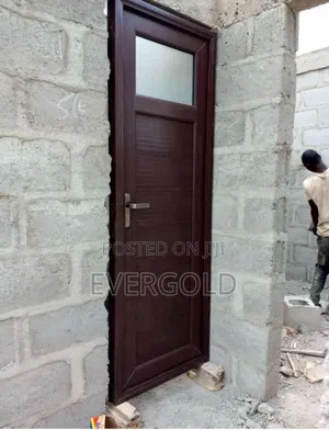 Toilet Door With Complete Accessories Half Fabric Glass