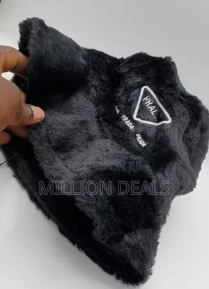 Stylish Fur Prada Black Unisex Bucket Hat