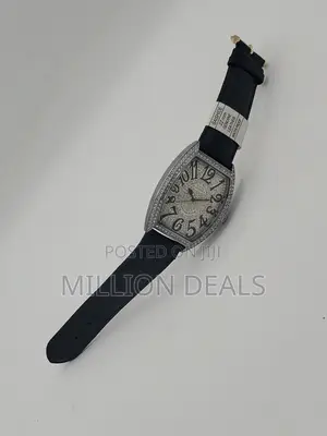 Men's Iced Leather Stylish Wrist Watch Black