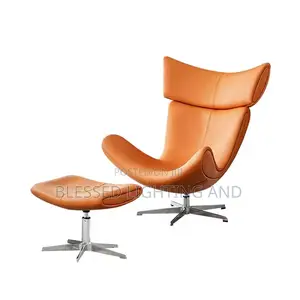 Modern Luxury Single Leather Swivel Sofa With Footrest for Living Roo
