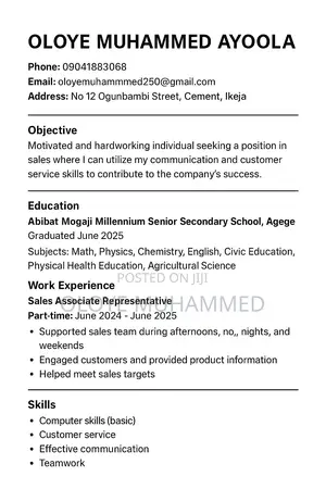 Customer Service CV