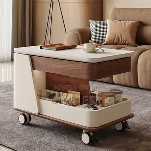 Modern Lift-Top Coffee Table With Hidden Storage and Wheels