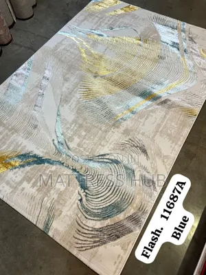 Flash Blue/ Gold Turkish Centre Rug 4 by 6ft