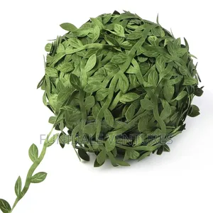 Olive Green Leaf Trim Ribbon