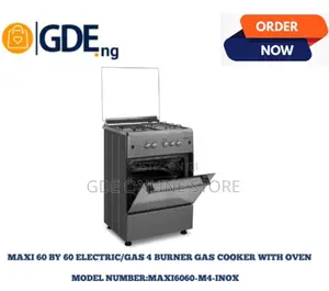 Maxi 60 by 60 Electric/Gas 4 Burner Gas Cooker With Oven