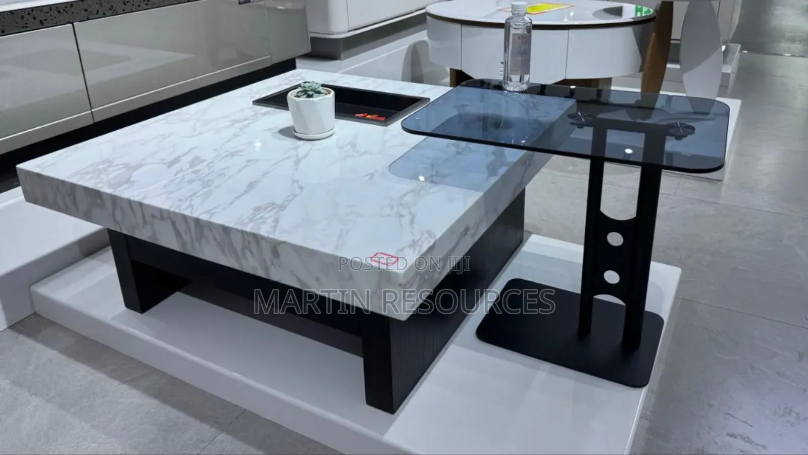 Marble Centre Table With Glass Side Table.