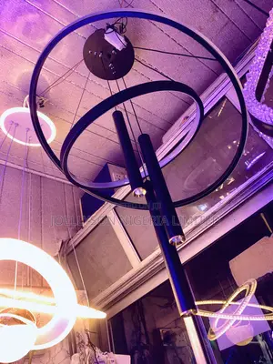 Black Double Rings and Dropping Led Chandelier