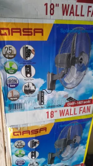 Qasa 18" Ac/Dc 3-in-1 Solar Wall Fan With Remote Control