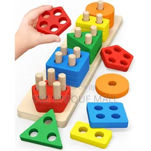 Montessori Wooden Sorting Stacking of Shapes Colour Recognition 4 Kids