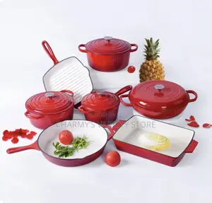 Enamel Cast Iron Pot and Pan Set