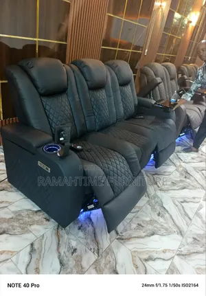 Electric Home Theater Cinema Sofa Chair With Genuine Leather.