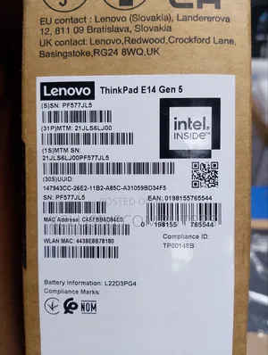 New Laptop Lenovo ThinkPad E14 G5 8GB Intel Core I5 SSD 512GB