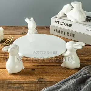 Fanciful Rabbit Ceramic Serving Tray