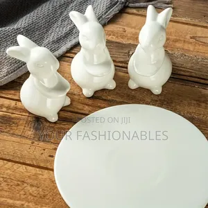 Fanciful Rabbit Ceramic Serving Tray