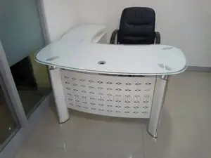 Tampered Glass Office Table With Extension