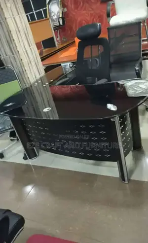 Tampered Glass Office Table With Extension