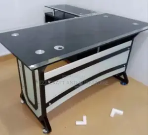 Black and White Tampered Glass Executive Office Table