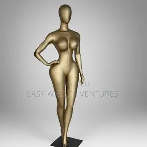 Full Body Female Mannequin Gold Painted Finish BBL Curvy Silhouette