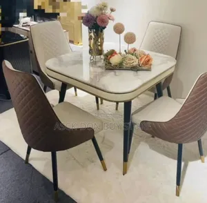 Square Marble Dining By 4 Chairs