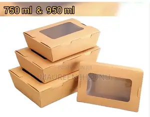 Brown Paper Food Pack With Window - 10pcs