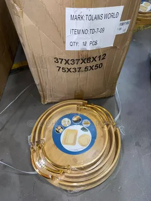 3 in 1 Wooden Tray With Golden Handle