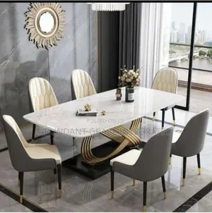 Executive Marble Dinning With 6 Chairs.