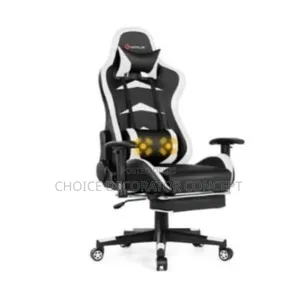 Gaming/Office Chair With Footrest Black/White