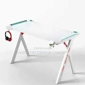 Modern Y Leg Shaped RGB Led Lights Gaming Table 1.2m- White