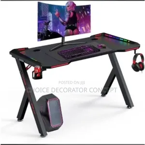 Modern Y Leg Shaped RGB Led Lights Gaming Table - 1.2mtr