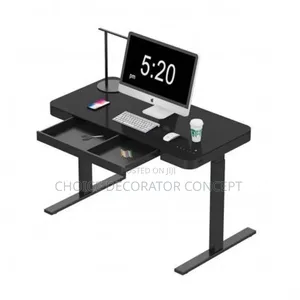Electric Adjustable Height Computer Desk Glass Top