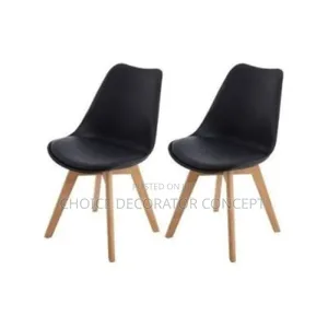 Padded Plastic Chair in Wood Legs - Set of 2