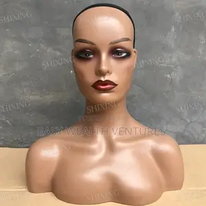 Female Half Body Mannequin Head With Shoulder for Wig Display