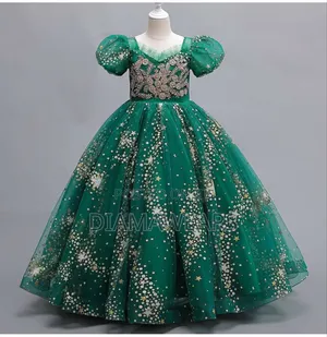 Green Multicolour Peincess Balk Gown