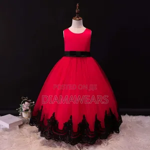 Red Black Beautiful Ceremonial Full Ball Gown