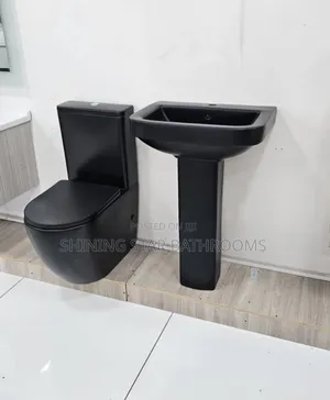 Matte Black Toilet Set With Basin
