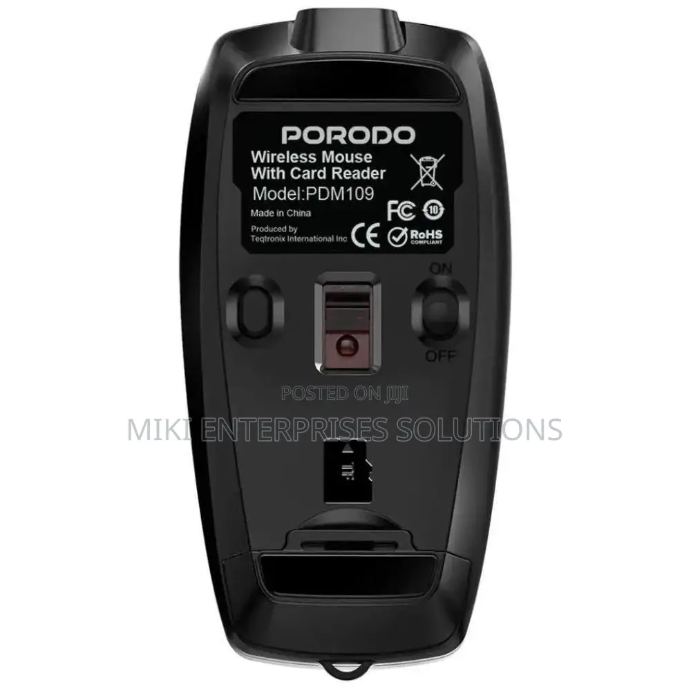 Porodo Bluetooth Mouse With Card 
Reader+Type-C Charging - Black