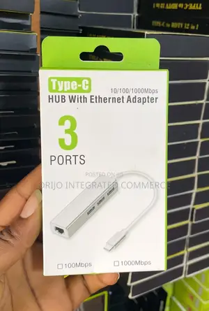 Type-C 10/100/1000mbps Hub With Ethernet Adapter 3 Ports