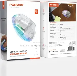 Porodo Rechargable Wireless 6d 
Ergonomic Vertical Mouse - Tp