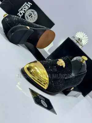 Studded Gold and Black Shoe for Men