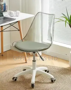 Transparent Home Studio Chair( Gray Leather Seat)