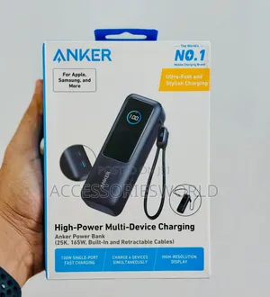 Anker Zolo Power Bank 165w Built-in and Retractable Cables