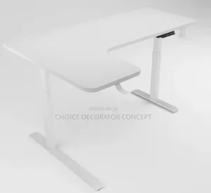 L-Shaped Electric Standing Desk – White Adjustable Sit-Stand Table