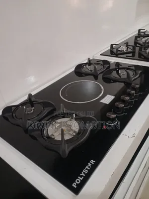 Polystar 4+1 Burner Built-in Gas Cooker, 86cm by 51cm.4 Gas,1 Electric