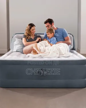Deluxe Headboard Air Mattress 18" Queen W/ Built-in Electric Pump