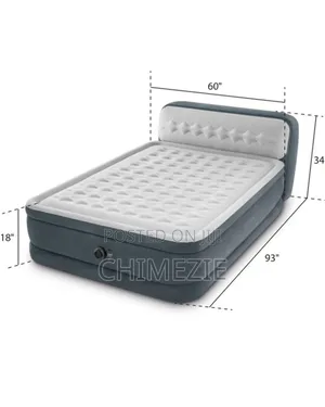 Deluxe Headboard Air Mattress 18" Queen W/ Built-in Electric Pump