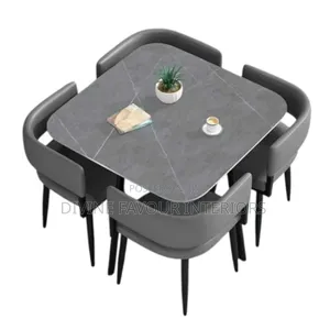 Square Dinning Table and 4 Chairs - Gray