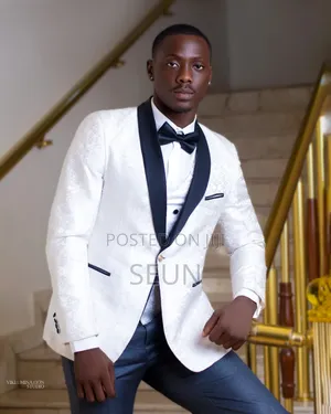 3 Piece Stylish Men Suit for Rental(Off-White)