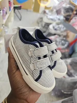 H M Kids' Cotton Trainers With a White and Striped Pattern