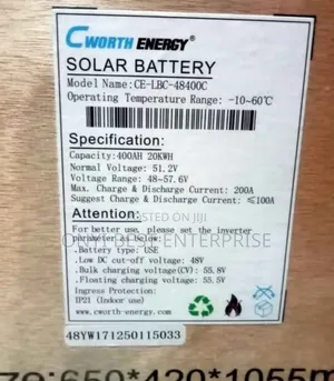 C-Worth Lithium Ion Phosphate Battery 20kwh-51.2v